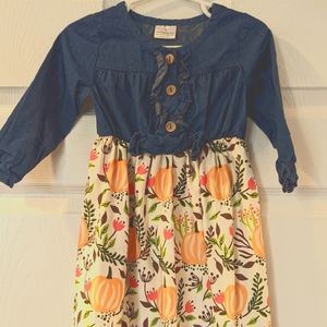 Denim pumpkin long sleeve dress